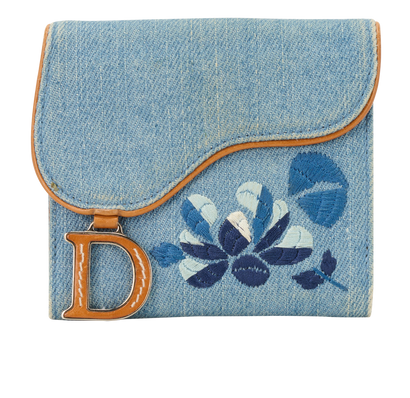 Christian Dior Saddle Lotus Wallet, &pound;150, Accessories, Blue, Denim, Front view
